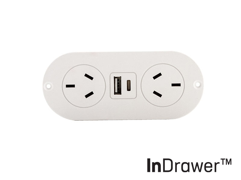 In-Drawer Double Power Outlet with USB