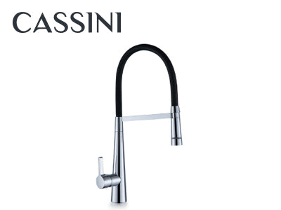 Cassini Flanged Sink Mixer with Black Flexible Neck