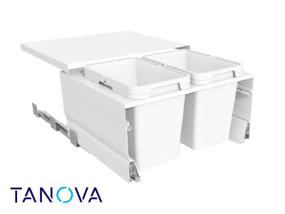 600mm Tanova Designer Series Soft Close Waste Bin System - 2 X 20L