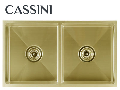Cassini Sniper 720D Double Bowl Sink - Brushed Brass