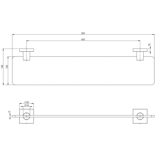 Phoenix Raddi Glass Shelf Square Plate Chrome - Reno Spares