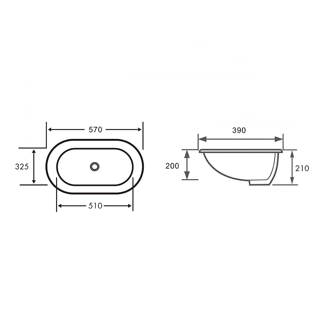 Narva 57x 39 Undercounter Pill Basin - Matte White