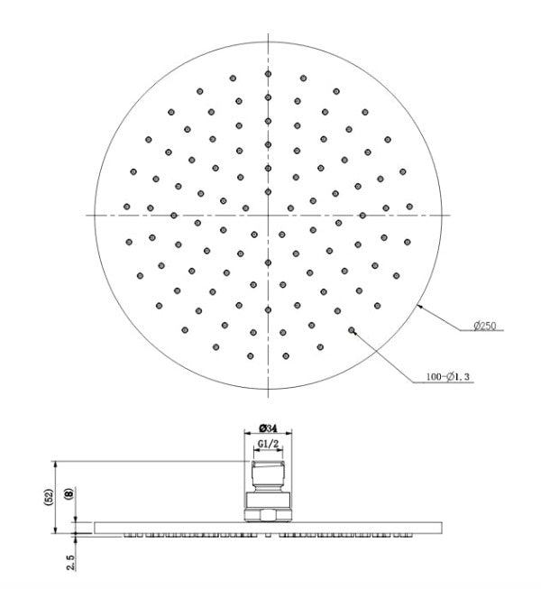 Fresh 250mm Round Shower Head