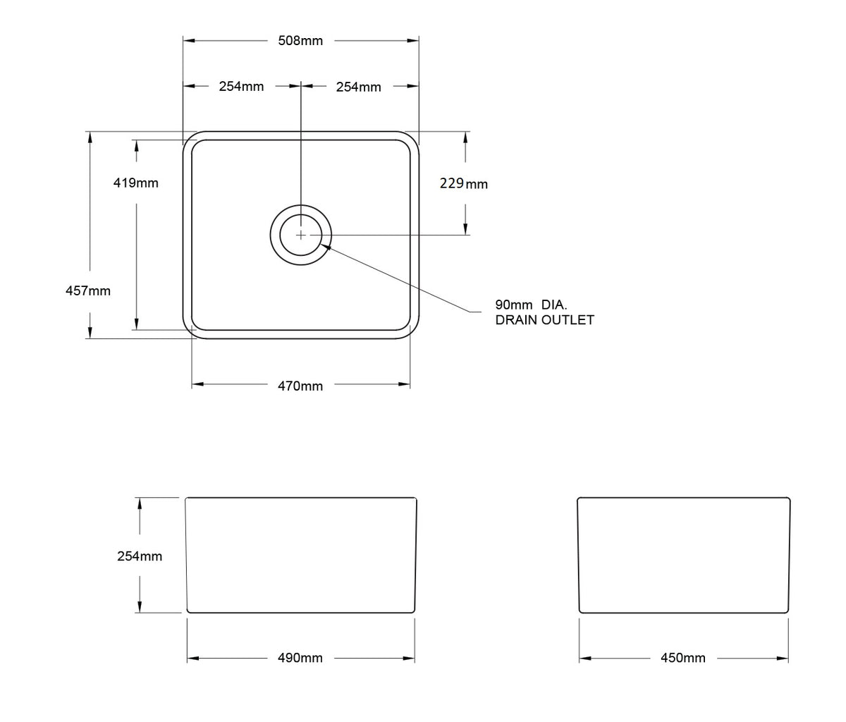 Novi 50 x 46 Fine Fireclay Matte White Farmhouse Butler Sink