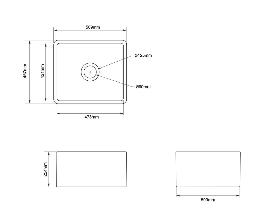 Novi 51 x 46 Fine Fireclay Matte White Farmhouse Butler Sink