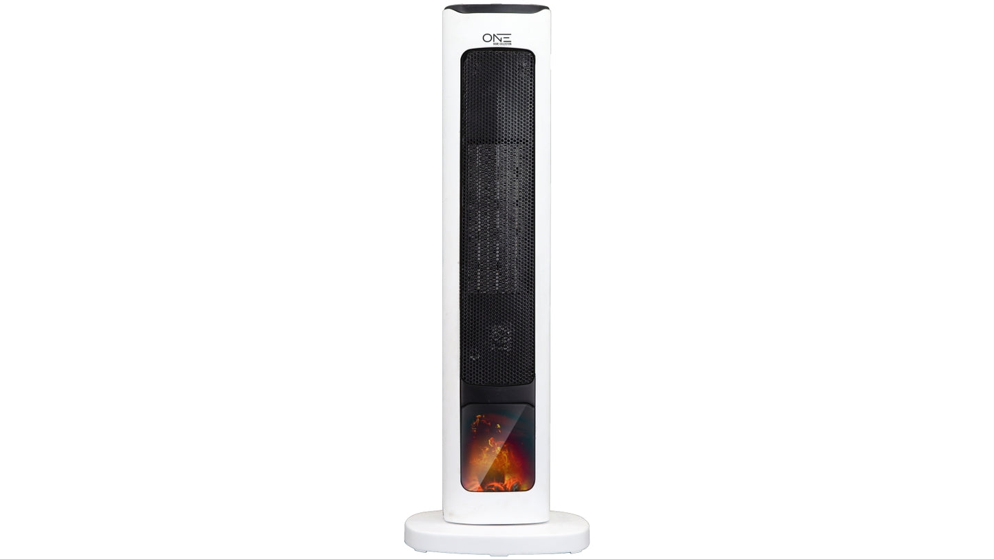 One 2000W Flame Effect Ceramic Fan Heater with Remote - Reno Spares