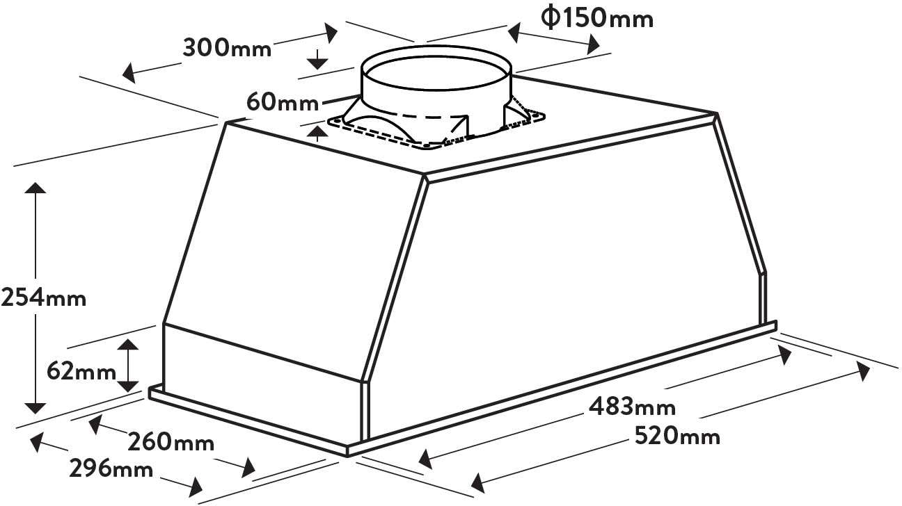 52cm Undermount Rangehood | ORU52MB — Omega Appliances