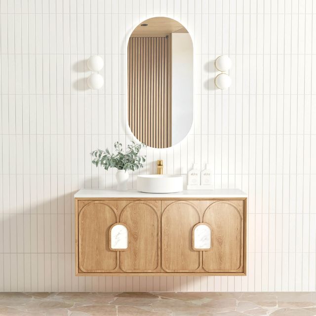 Otti Laguna Mk II Woodland Oak Wall Hung Vanity with Pure White Top