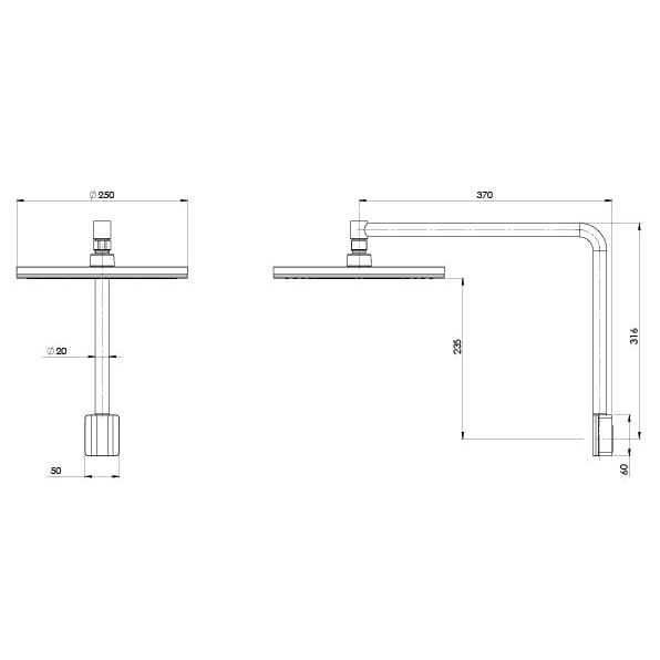 Phoenix Nx Vive Shower Arm & Rose Chrome - Reno Spares
