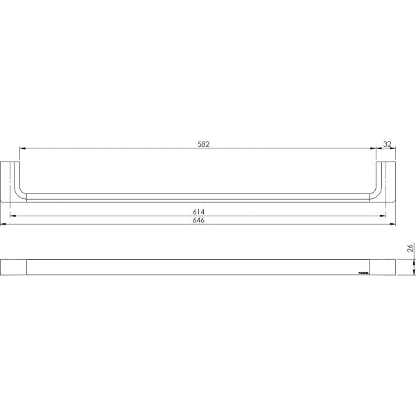Phoenix Gloss Single Towel Rail 600MM Chrome - Reno Spares
