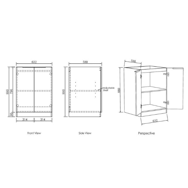 Otti Byron Black Oak 1060mm Laundry Cabinet Set