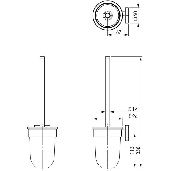 Phoenix Radii Toilet Brush & Holder Square Plate Chrome - Reno Spares