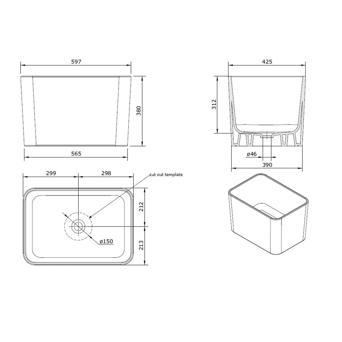 Tribo 60 X 42 Fine Fireclay Sink