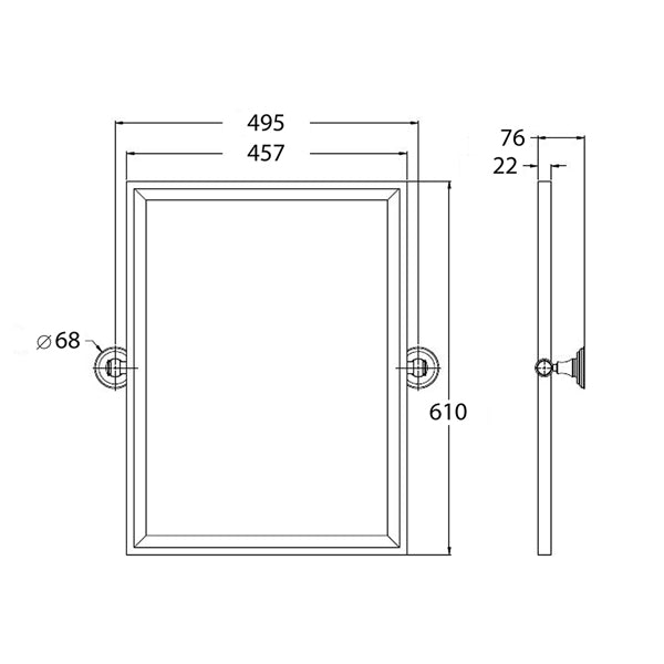 Turner Hastings Mayer Pivot Rectangle Mirror 610mm x 495mm