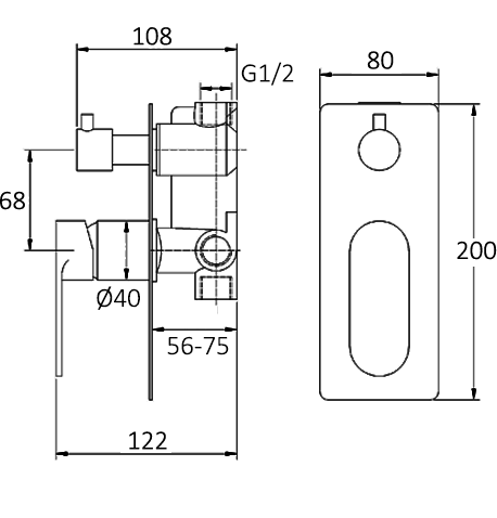 Inspire Vetto Diverter Mixer Brushed