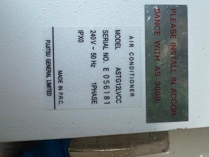 PROFESSIONALLY DECOMMISIONED Fujitsu 3.5KW Inverter Split System AOTG/ASTG12LVCC – Tested & Approved | Reno Spares