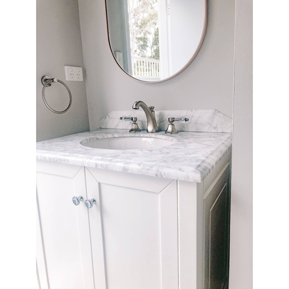 T&H Coventry 75 X 55 Satin  Vanity Real Marble Top & Ceramic U/C Basin