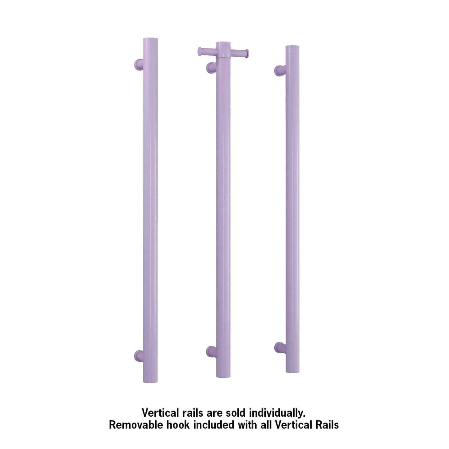 Thermorail Straight/Round 12Volt Vertical Bar 900X142X100MM 26Watts With Optional Hook - Lilac Satin