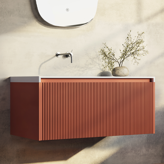 Belbagno Rimini Wall Hung Bathroom Vanity Potter's Clay