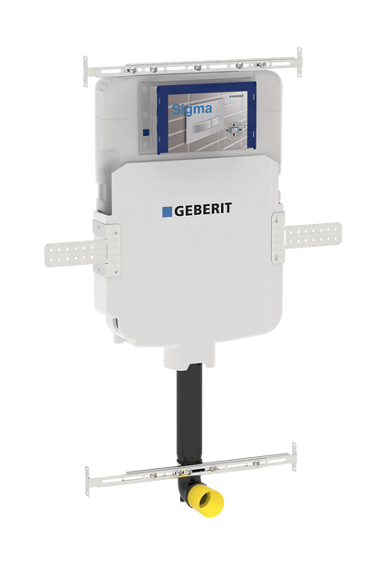 Package - Fino WhisperFlush Gloss White Floor Mounted Pan & Thick Seat + Geberit In-wall Cistern + Flush Plate
