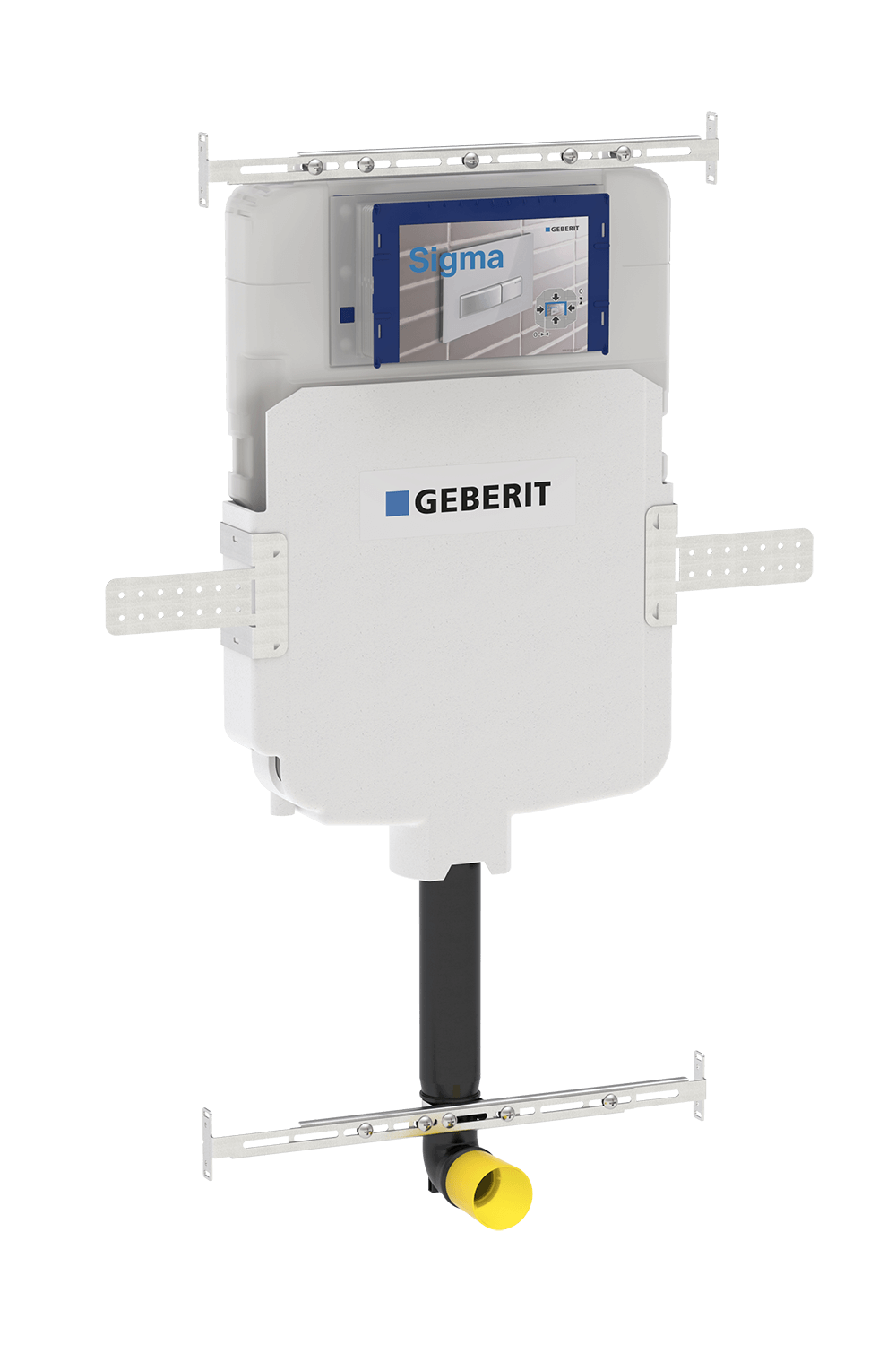 Package - Fino WhisperFlush Gloss White Floor Mounted Pan & Thin Seat + Geberit In-wall Cistern + Flush Plate