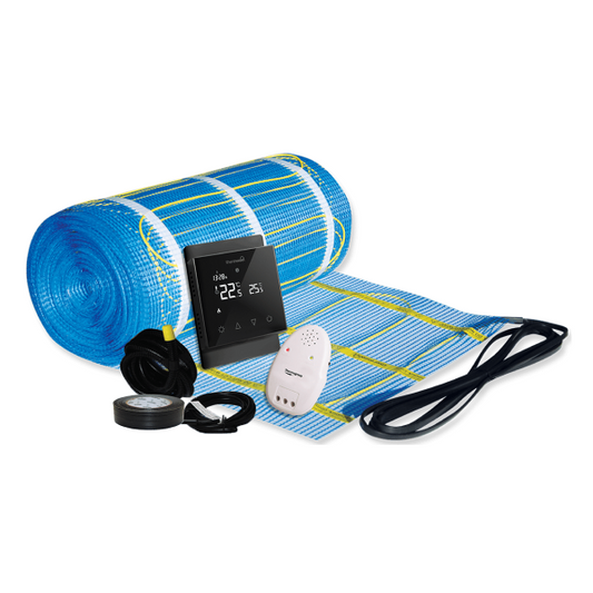 Thermonet 150W/m² 8m² Undertile Heating Kit with Black Thermostat