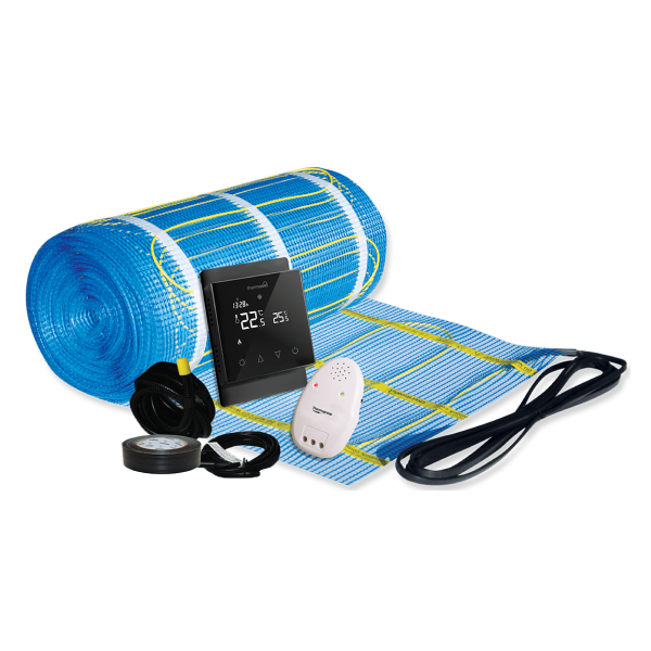 Thermonet 200W/m² 12m² In Screed Heating Kit with Black Thermostat