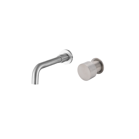 Infinity Inox Lead Free Minimalist Wall Mounted Basin/Bath Mixer W/- 190mm Spout  Inc: Wall Breach - Brushed Brass