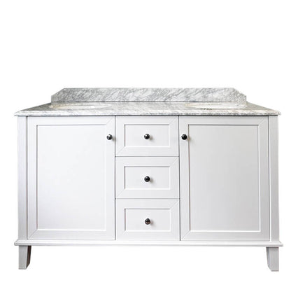 Coventry 150 x 56 Double Bowl Satin White Vanity with Real Marble Top & Ceramic Undercounter Basins