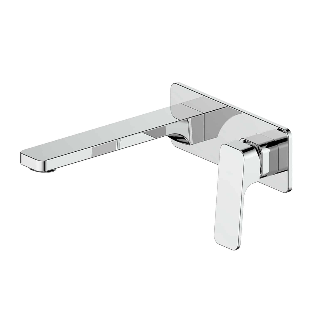 Greens Swept Wall Basin Mixer with Plate Fixed Spout