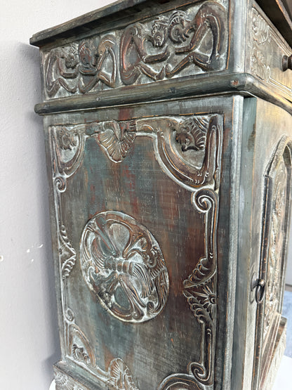 Vintage Wooden Carved Storage Cabinet