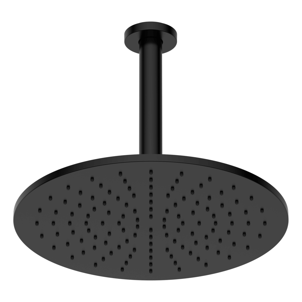 Brass Round Vertical Shower 300mm - Black
