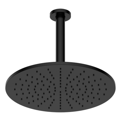 Brass Round Vertical Shower 300mm - Black