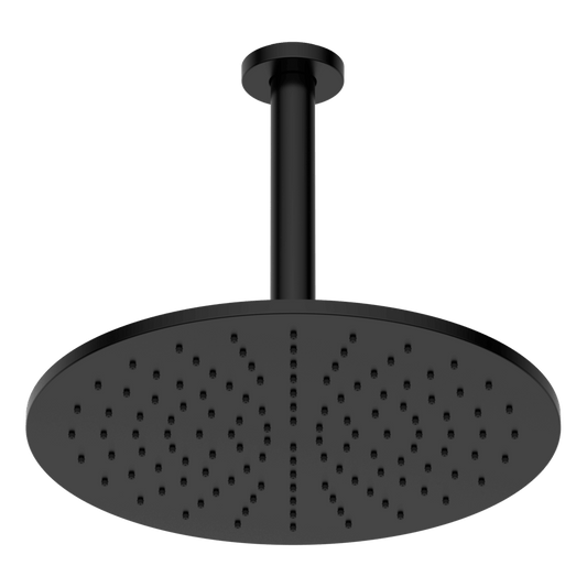 Brass Round Vertical Shower 300mm - Black