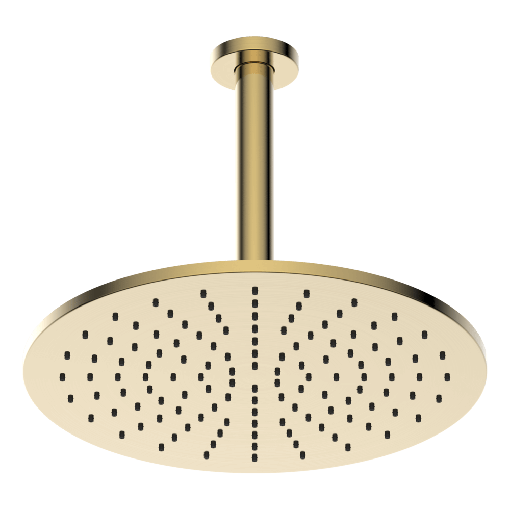 Brass Round Vertical Shower 300mm - Brushed Brass