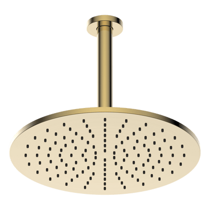 Brass Round Vertical Shower 300mm - Brushed Brass
