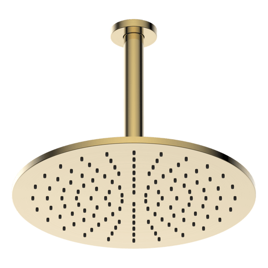 Brass Round Vertical Shower 300mm - Brushed Brass