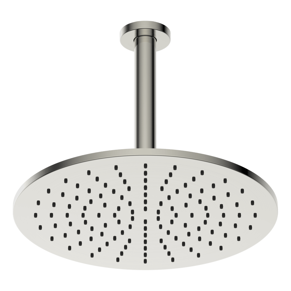 Brass Round Vertical Shower 300mm - Brushed Nickel