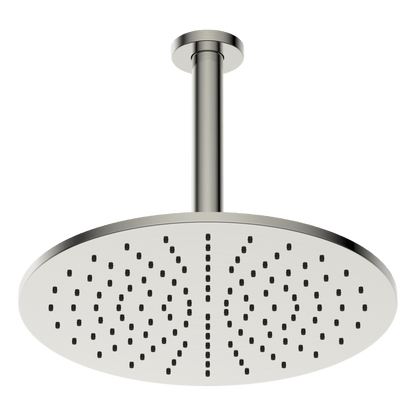 Brass Round Vertical Shower 300mm - Brushed Nickel