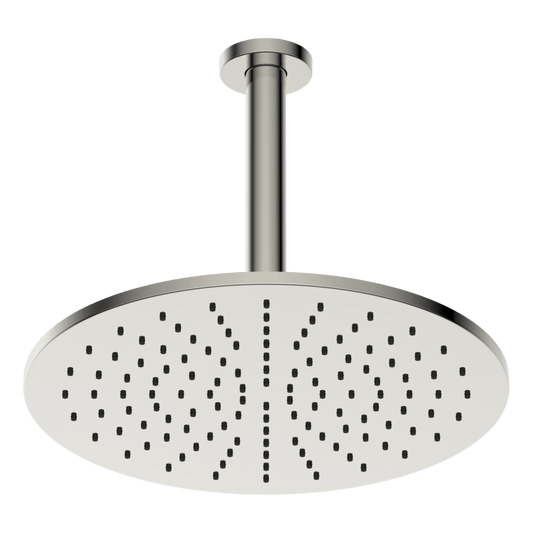 Brass Round Vertical Shower 300mm - Brushed Nickel