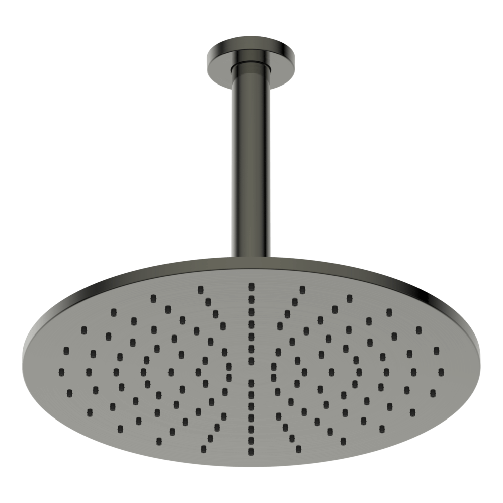 Brass Round Vertical Shower 300mm - Gun Metal