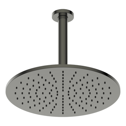 Brass Round Vertical Shower 300mm - Gun Metal