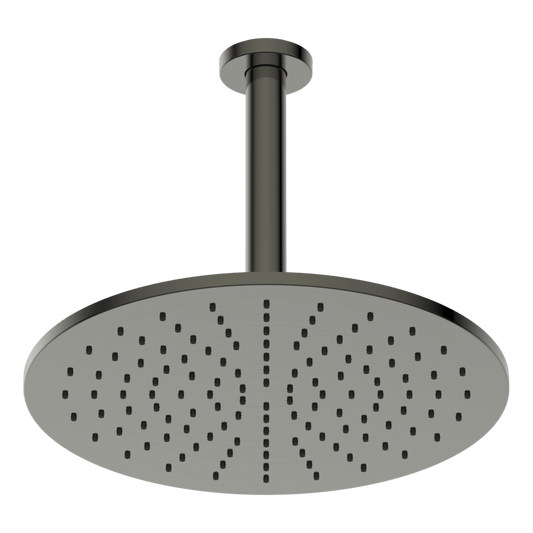 Brass Round Vertical Shower 300mm - Gun Metal