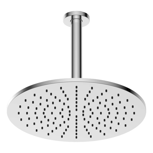 Brass Round Vertical Shower 300mm - Chrome
