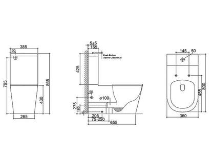 INSPIRE BELLA BACK TO WALL RIMLESS TOILET SUITE