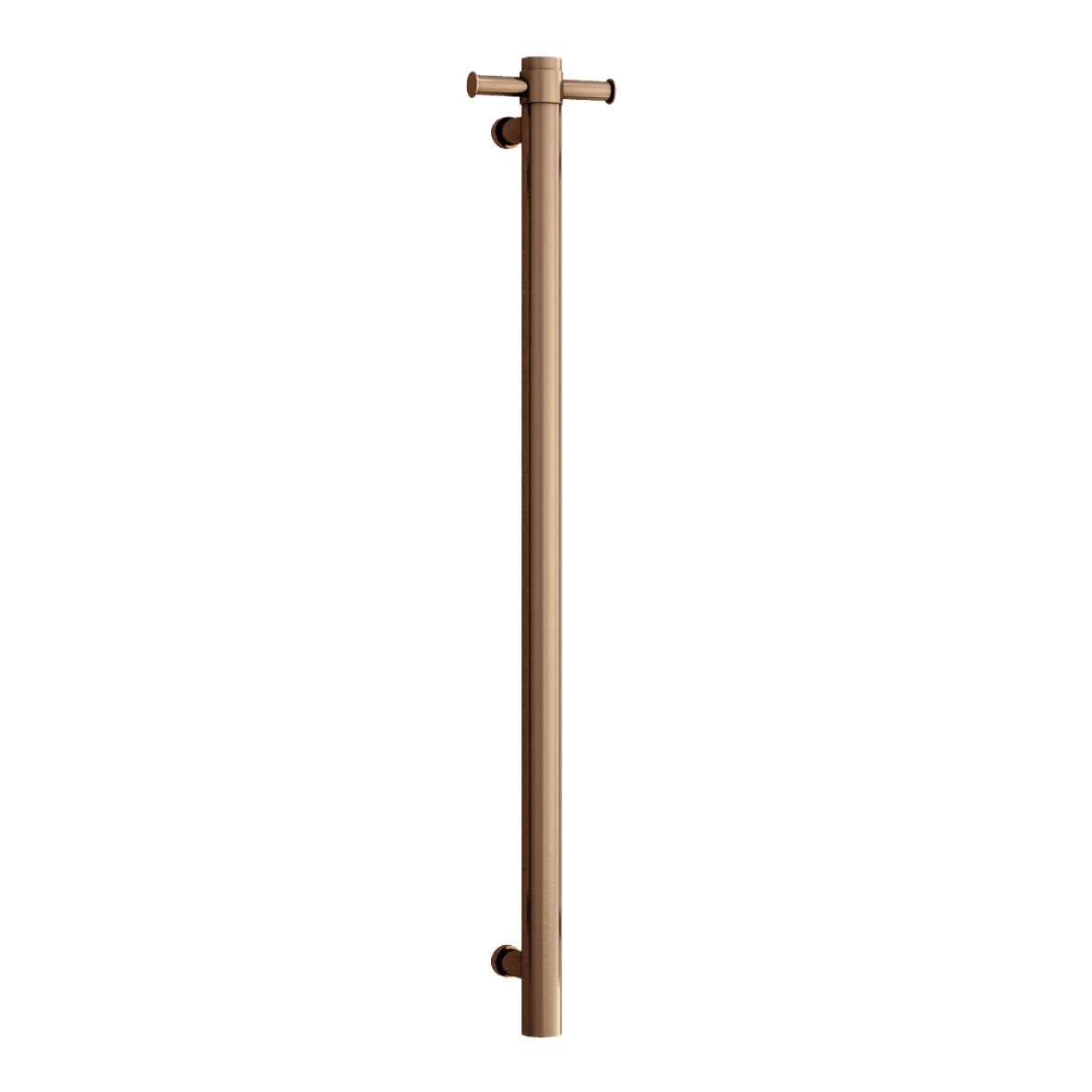 City Life Inox Vertical Single Bar With Robe Hook Heated Towel Rail - Brushed Brass