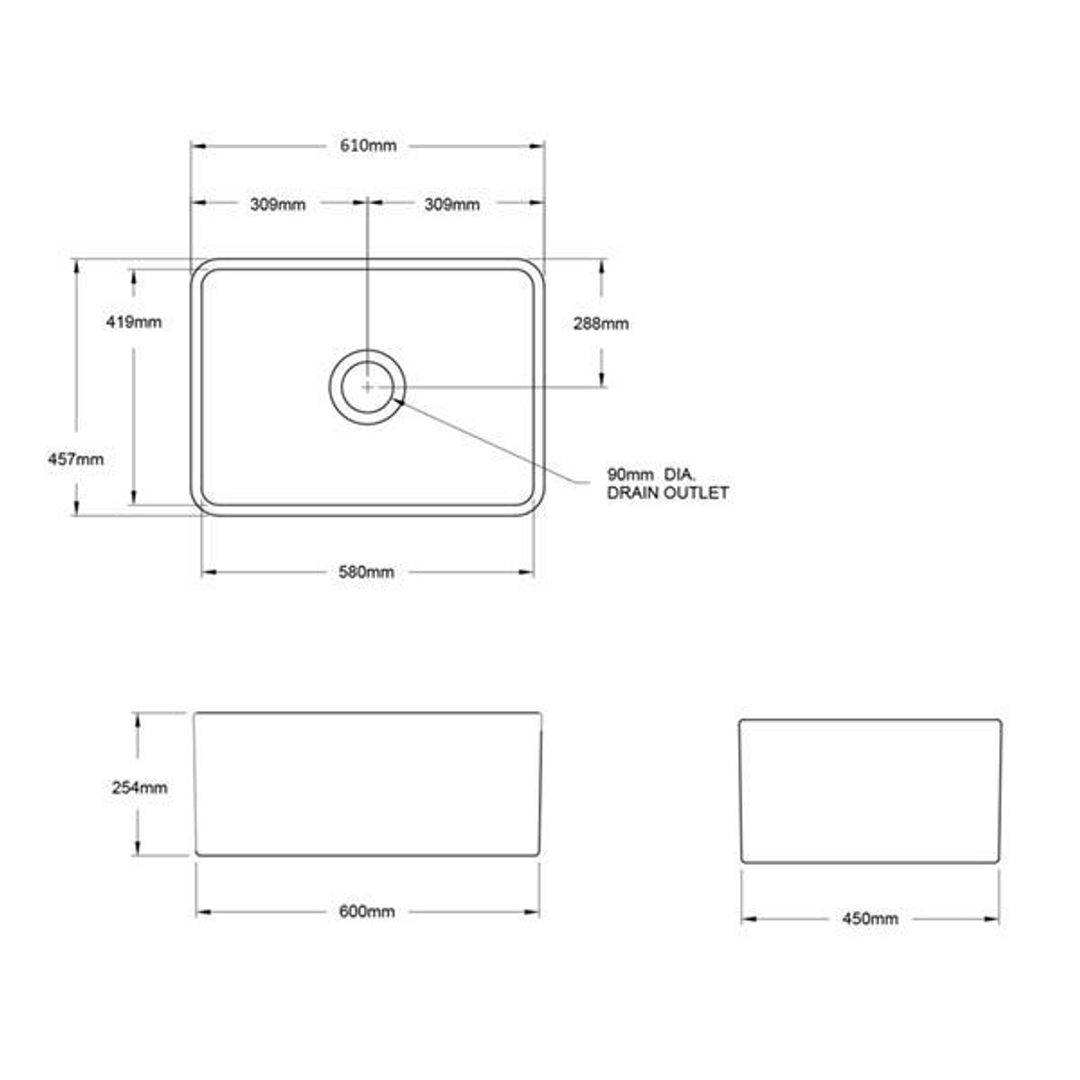 T&H Novi 60 X 46 Fine Fireclay Butler Sink