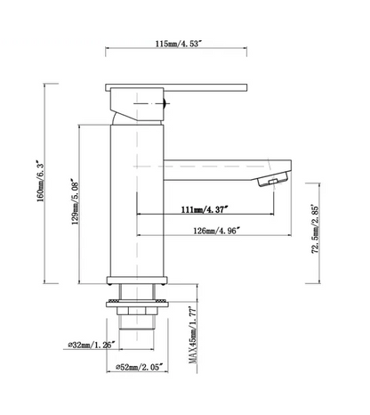 INSPIRE TARAN SQUARE BASIN MIXER