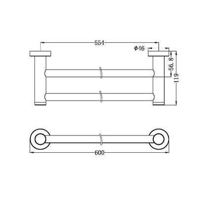 Nero Mecca 600mm Double Towel Rail