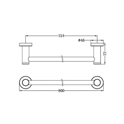 Nero New Dolce 800mm Single Towel Rail